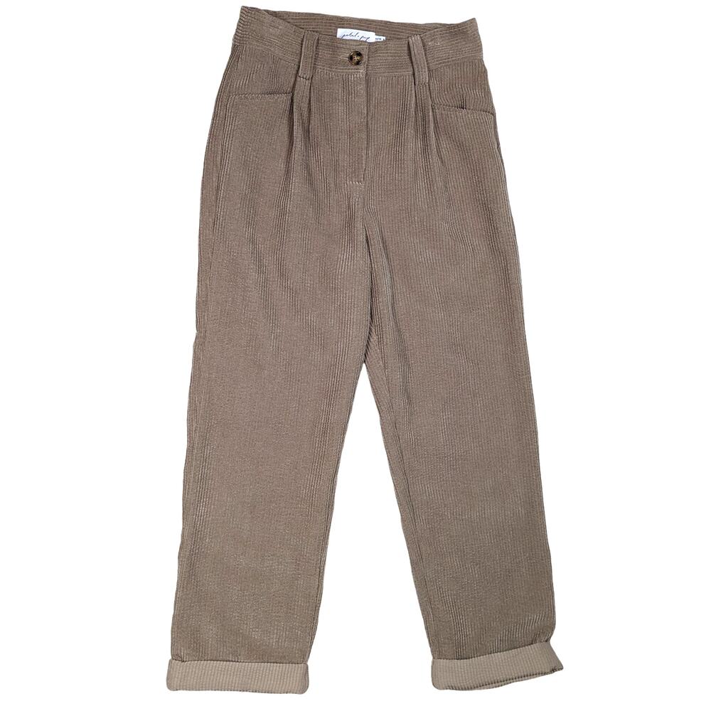Petal & Pup High Waisted Pleated Corduroy Pants Tan Size 4